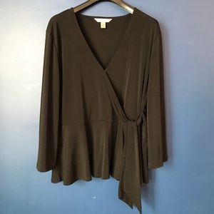 Banana Republic Stretchy Front Tie Long Sleeve Blouse Size L